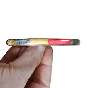 Multicolor Faux Snakeskin Silvertone Bangle Bracelet
